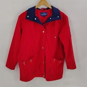Mackintosh New England Red Rain Coat Jacket Size Medium detachable hood